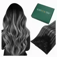 Clip in Extensions Echthaar Remy Off 45cm 7pcs 1 5 Cp #1b Si 1 st