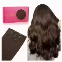 Clip in Extensions Echthaar Remy 50cm 80g #4 Schokoladenbrau 1 st