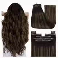 Clip Extensions Echthaar Remy Braun Balayage 1 Clip 1 #2 2 6 1 st