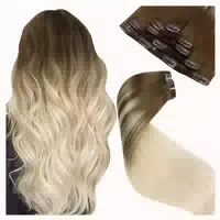 Clip in Extensions Echthaar Remy Ombre Braun 30cm 5pcs 2 7#b 1 st
