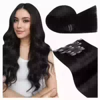 Clip Extensions Echthaar Schwarz Ombre Remy 45cm 5pcs 3 4#1b 1 st
