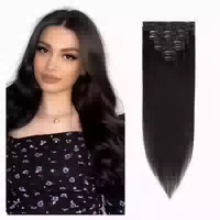 Clip Extensions Echthaar Remy Tressen #1b Schwarz 40cm 8 Stü 1 st