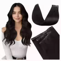 Clip Extensions Echthaar Schwarz 7pcs 40cm 40cm 7pcs 1 1#1 I 1 st