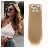 Clip in Extensions Haarverlängerung 65 cm Dunkelblond & Blei 1 st