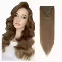 Clip Extensions Haarverlängerung Echthaar #6 Hellbraun 20cm 1 st