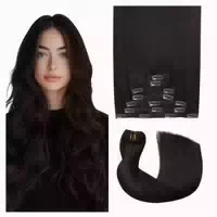 Extensions Clip in Echthaar Remy 45cm 120g #2 Dunkel Braun 1 st