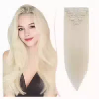 Clip in Extensions Remy 8st 50 cm 70 g 70#blond Weiß 1 st
