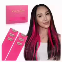 Clip in Extensions Echthaar Remy 40cm 30g 6pcs Heißes Rosa 1 st