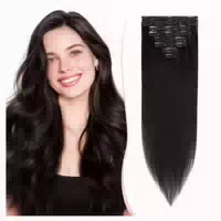 Clip in Extensions Remy Echthaar Haarteil 20 cm 45 g 1b#na 1 st