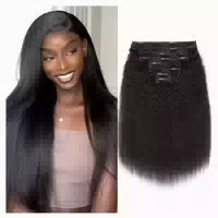 Clip in Haarverlängerung Echthaar Ks Natural Black 22zoll 56 1 st