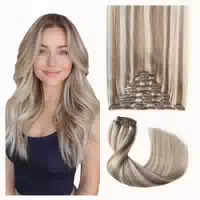 Clip Haarverlängerungen Echthaar 55cm #8p60 Hellbraun mit Pl 1 st