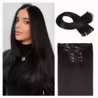 Clipin Extensions 6teilig Haarteil Frauen 61 cm Schwarz 1 st