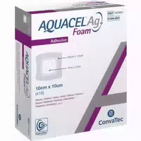 Aquacel Ag Foam Adhäsiv 10x10 Cm Verband 10 St Verband