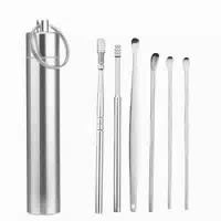 Edelstahl Ohrenreiniger Set 6 Teilig, Wiederverwendbar & Rostfrei, für die Tägliche Pflege