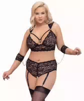 Bralette Plus Straps Slip Ouvert Im Feinen Mix Aus Spitze Und Powernet