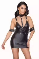 Kleid im Mattlook mit Halsband und 3fach Gürtel, Alles Abnehmbar