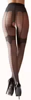 Strumpfhose Ouvert Mit Strumpfband Und Ziernaht