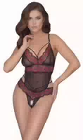 Body Ouvert Aus 2 Farbiger Floral Spitze Und Powernet