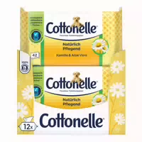 Cottonelle Feuchtes Toilettenpapier Kamille, 12 X 42 Tücher 504 St