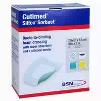 Cutimed Siltec Sorbact Pu Verb 7,5x7,5 C 10 st