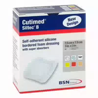 Cutimed Siltec B Schaumverband 7,5x7,5 cm mit Haftrand