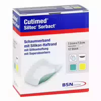 Cutimed Siltec Sorbact Pu Verb 7,5x7,5 cm