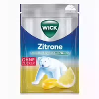 Wick Hustenbonbons Zitrone& Natürliches Menthol ohne Zucker 72 g Bonbons