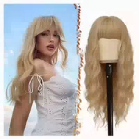 Lange Braune Gewellte Perücke mit Pony 66cm für Frauen Cospl 1 st