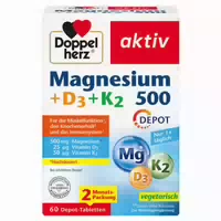 Doppelherz Aktiv Magnesium D3 K2 500 Depot 60 st Tabletten