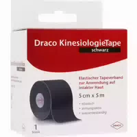 Draco Kinesiologietape Schwarz 5 cm X 5 m 1 st Verband
