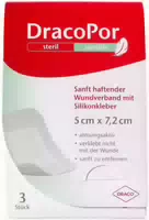 Dracopor Sensitiv 5x7,2 cm Steril m Sili 3 st