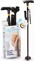 Dr Hos Get Up & Go Gehstock für Senioren, Faltbar & Höhenverstellbar, mit Led Licht & 4 Punkt Fuß