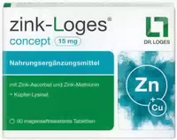 Zink Loges Concept 15 mg 90 Magensaftresistente Tabletten
