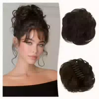 Haarteil Messy Bun Dutt Echthaar Clip Dunkelbraun & Mittelbl 1 st