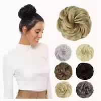 Dutt Haarteil Gummiband Messy Bun Pferdeschwanz 24# Aschblon 1 st