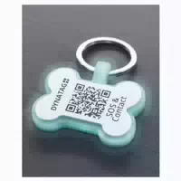 Hundemarke Knochenform Silikon Glow Blau – Qr Code Tier Id Mit Online Profil 1 St