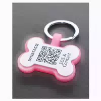 Hundemarke Knochenform Silikon Glow Rosa – Qr Code Tier Id Mit Online Profil 1 St