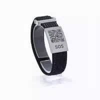 Sos Notfallarmband mit Qr Code mit Textilband Grau Gelb 1 st