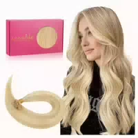 Echthaar 45cm 50s 1 U Tip#16 22 Hellblond Highlights Goldblo 1 st