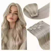 Clip Extensions Echthaar Blond Highlight 40cm 40cm 7pcs 135g 1 st