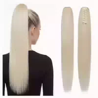 Pferdeschwanz Extensions Echthaar Haarteile Klammer 40cm #6 1 st
