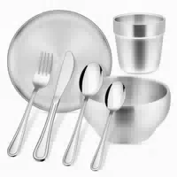 Edelstahl Kindergeschirr Set Besteck Teller Tasse 1 st