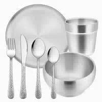 Edelstahl Kindergeschirr Set Besteck Teller Tasse 1 st