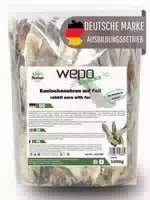 Wepo Kaninchenohren mit Fell Getrocknete Hasenohren 1 kg