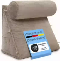 Eloneo Rückenkissen Mit Nackenrolle Für Bett & Sofa 55x50x30cm, Waschbarer Bezug