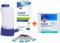 Emser Nasendusche mit 4 Beuteln Nasenspülsalz Emser Nasenspülsalz Physiologisch 20 Beutel Pulver