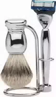 Erbe Shaving Shop Premium Design Milano Rasiergarnitur Silberspitz & Fusion Metall Glänzend