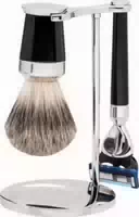 Erbe Shaving Shop Premium Design Paris Silberspitz & Fusion Edelharz Schwarz Rasiergarnitur