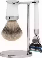 Erbe Shaving Shop Premium Design Paris Silberspitz & Fusion Edelharz Weiß Rasiergarnitur