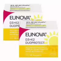 Eunova D3 K2 Duoprotect – 1 000 I E Nahrungsergänzungsmittel zur Normalen Funktion des Immunsystems & Erhaltung Normaler Knochen